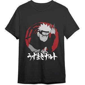 Comic Studio Naruto Shippuden T-shirt, officieel gelicentieerd artikel, Naruto Uzumaki V5, uniseks, zwart, XL, Zwart, XL