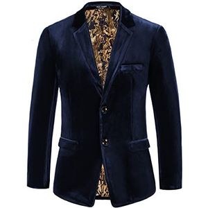 PJ PAUL JONES Fluwelen blazer voor heren, twee knopen, effen, slim fit, sportjas voor diner, bal, bruiloft, Marine, M