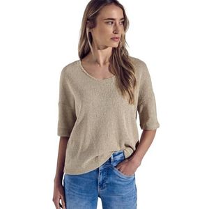 Street One Dames Shirt met glitterdetails in Beige, in size: 34