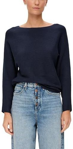 s.Oliver - Trui - Navy - Geribbeld Gebreid - Lange Mouw - Losse Pasvorm