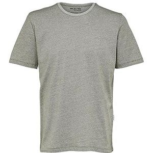 Selected Homme T-shirt voor heren, korte mouwen, Dark Olive/Stripes: egret, L