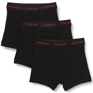 Calvin Klein heren kofferbak Trunk 3pk, Zwart W/Pompian Rode Logo's, XL