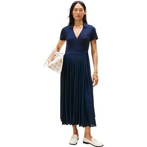 TOMMY HILFIGER - Jurk - Marine - Wikkel Design - Gerecycled Materiaal - 7/8 Lengte