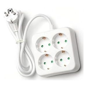 Duitse 4-voudige stekkerdoos zonder schakelaar 1,5 m 3G 1,0 mm² wit
