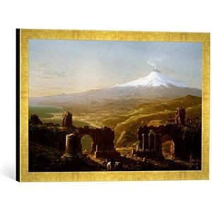 Ingelijste foto van Thomas Cole ""Mount Etna from Taormina"", kunstdruk in hoogwaardige handgemaakte fotolijst, 60x40 cm, Gold raya