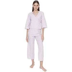 Trendyol Gestreepte geweven pyjama voor dames (pak van 2), Lila, 64