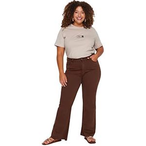 Trendyol Dames Gerade Hohe Taille Plus-Size-Jeans, Bruin, 50 grote maten