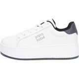 Tommy Jeans Dames TJW Flatform ESS MU EN0EN02918 Low Top, Beige (Ecru/Washed Black), 2.5 UK, Beige Ecru Gewassen Zwart, 35 EU