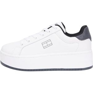 Tommy Jeans Dames TJW Flatform ESS MU EN0EN02918 Low Top, Beige (Ecru/Washed Black), 2.5 UK, Beige Ecru Gewassen Zwart, 35 EU