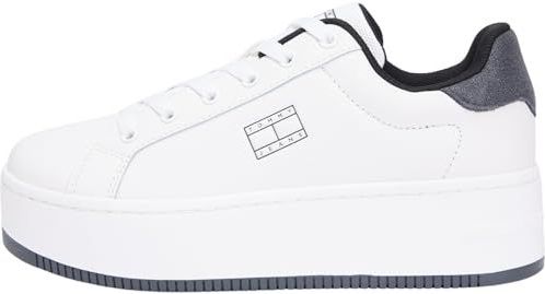 Tommy Jeans Dames TJW Flatform ESS MU EN0EN02918 Low Top, Beige (Ecru/Washed Black), 2.5 UK, Beige Ecru Gewassen Zwart, 35 EU