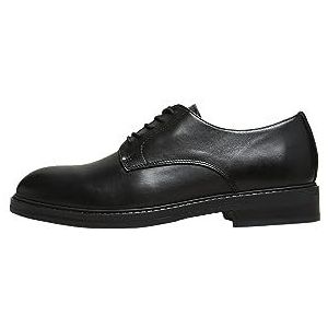 SELECTED HOMME Male Derby schoenen leer, zwart, 44 EU