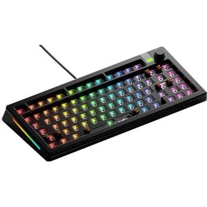 Glorious Gaming GMMK 3 PRO Barebones Custom Keyboard Kit w/Knob, custom aluminium behuizing & pakkingen, hotswappable TKL 75%, geluidsdempend schuim, aluminium switch plate, ANSI/VS, Zwart