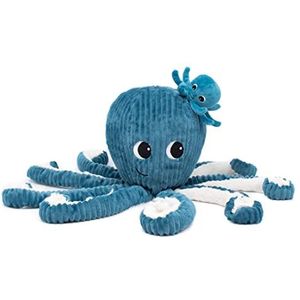 Les Déglingos - Filou La Octopus Manan et son bébé – blauw – Les Ptipotos – knuffeldier voor baby's – pluche baby – cadeau voor de geboorte 74100