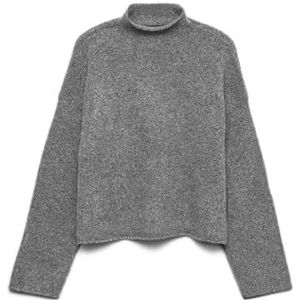 VERO MODA Vmmirla Ls Highneck Pullover, Medium grijs (grey melange), L