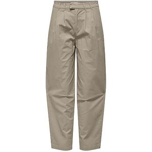 ONLY Chino voor dames, loose fit, plooitjes, silver mink, (M) W x 30L