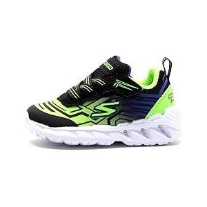 Skechers 401503N BBLM Sneaker, Zwart Synthetisch/Mesh/Blauw & Lime Trim, 21 EU