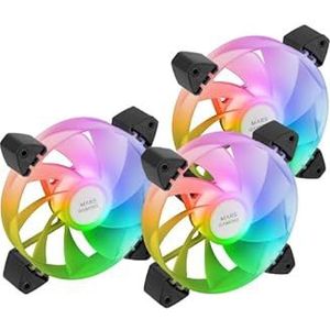 Ventilator, 3 stuks, 120 mm, met a-RGB-verlichting, zwart design, hoge prestaties, ideaal voor het verbeteren van de koeling van je pc