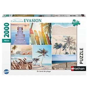 Nathan 87310 Puzzel 2000 stukjes op het strand, volwassenen en kinderen vanaf 14 jaar, hoogwaardige puzzel voor perfecte onderbrenging