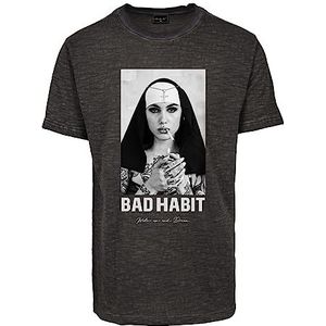 Mister Tee Heren T-shirt Bad Habit Tee, Print T-shirt voor Mannen, Graphic T-Shirt, Streetwear, dark grey, S