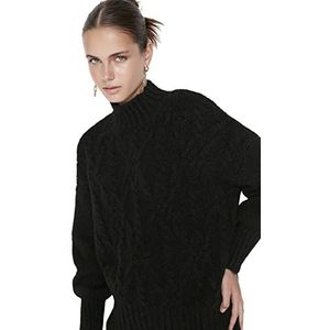 Trendyol Dames coltrui effen regular sweater sweatshirt, Zwart, S