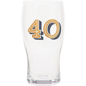 Maturi 40e verjaardag bierpintglas, goud en blauw, 570 ml, geschenkverpakking