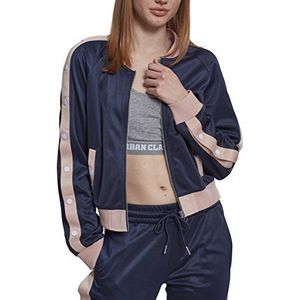 Urban Classics Dames Ladies Button Up Track Jacket Sweatjack, blauw (navy/lichtrose/wit 01331), L