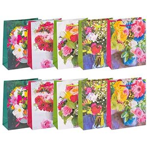 Idena 90072 - Cadeauzakje Bloemen, 10 stuks, geassorteerde kleuren, meenemen, cadeauzakje, verjaardag