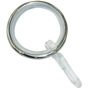 GARDINIA gordijnringen met schuifinzet en gordijnhaken, Sol-serie, voor Ø 16-20 mm, metaal, rvs-look, 10 stuks