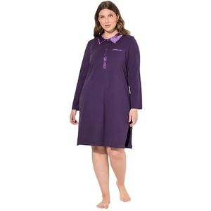 Ulla Popken - Nachthemd - Aubergine - Lange Mouwen - Satijnen Details