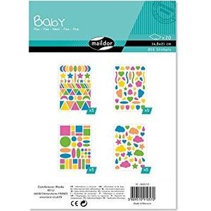 Maildor AE057C Baby Stickers Pack (met 20 vellen in formaat DIN A5, 14,8 x 21 cm, ideaal voor kinderen vanaf 2 jaar) 1 pak neon