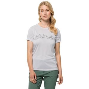 Jack Wolfskin Dames Crosstrail Grafisch T W T-shirt met korte mouwen, witte wolk, XL, Witte wolk, XL