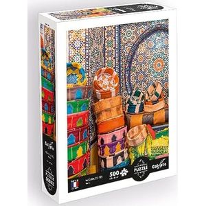 Calypto 3907354 Medina de FES, 500 stukjes XL-puzzel met soft-touch, grote puzzelstukjes met fluweelachtig oppervlak, voor volwassenen en kinderen vanaf 8 jaar, Marokko, manden, mozaïek