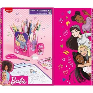 Maped - Barbie kleurpotloden cadeauset – potloden, viltstiften, puntenslijper, schaar 13 cm, gum, stickers, potloodhouder – officiële Barbie-licentie