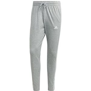 adidas Heren Essentials Single Jersey Tapered Open Hem 3-Stripes Pants, medium grey heather/white, S