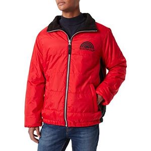 Southpole Omkeerbare jas voor heren, omkeerbaar jack met fleece voor mannen, overgangsjas, draagbaar in rood of zwart, maten XS - XXL, rood, M