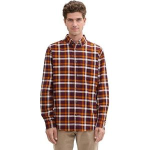 TOM TAILOR heren overhemd, 36709 - Purple Orange Check, XXL