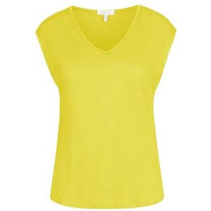 Mint & Mia Casual linnen T-shirt voor dames, ademend en licht zomer-T-shirt, diep uitgesneden V-hals, mouwloos T-shirt voor op het strand, regular fit T-shirt voor kantoor, lime, lime, S