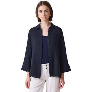 Street One Studio Dames Mousseline overhemd blouse in Blauw, in size: 34