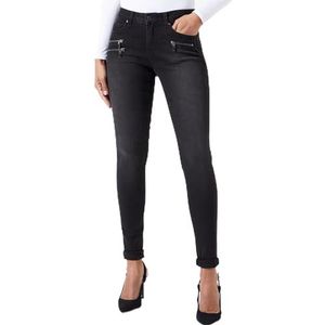 Cream Dames Jeans Skinny Fit Rits Details Volledige Lengte Midrise Taille Dames, Zwarte Denim, 28W