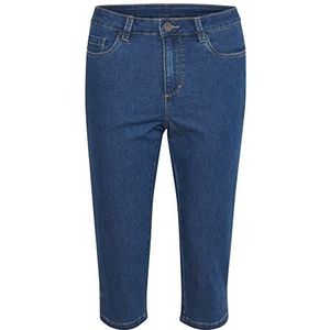 KAFFE Dames Jeans Capri Below Knee Length Slim Fit Midrise Waist 5 Zakken, Medium Blue Washed Denim, 44