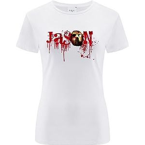ERT GROUP Origineel en officieel gelicentieerd Horror White T-shirt voor dames, Friday The 13th 001, enkelzijdige print, maat L, Vrijdag The 13th 001 Wit, L