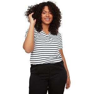 Trendyol Vrouwen Plus Size Regular Standaard V-hals Knit Plus Size T-Shirt Wit, Kleur: wit, XXL grote maten