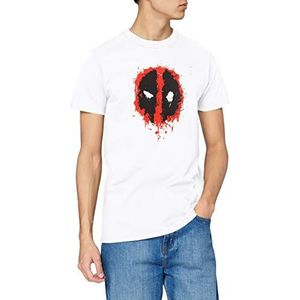 Marvel Heren Deadpool Paint Logo T-Shirt, Kleur: wit, S
