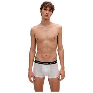 HUGO Trunk Triplet Pack boxershorts voor heren, verpakking van drie stuks, stretchkatoen met logo's op de tailleband, Nieuw - Wit 100, M