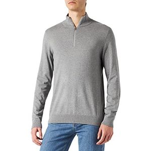 SELECTED HOMME Gebreide herentrui met halve rits, Medium grijs (grey melange), L