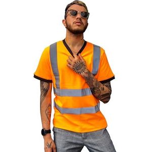 Capto Apparel Waarschuwings-T-shirt - Reflecterend Waarschuwingsshirt - Waarschuwingsshirt - Veiligheids-T-shirt - Werkshirt - Heren Waarschuwingsshirt - Werkkleding T-shirt - Oranje/Zwart - XXL