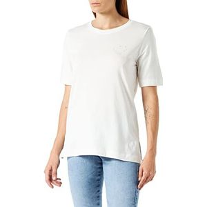 ESPRIT Met Tencel™: T-shirt met print, 110, gebroken wit., M