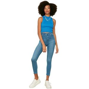 Trendyol Blue High Waist Skinny Jeans Dames, Blauw, 36