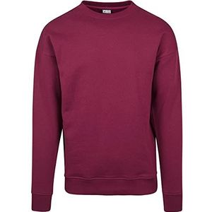 Urban Classics Sweatshirt voor heren, met ronde hals, trui met brede geribbelde manchetten voor mannen in vele kleuren, maten XS - 5XL, Rood (Port 1157), XS