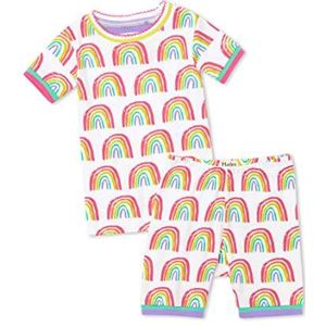 Hatley Pyjama voor meisjes van biologisch katoen met korte mouwen, Mooie regenbogen, 24 Maanden